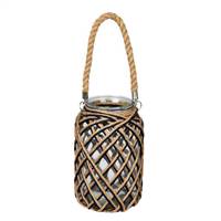 10.5" Glass Jar in Woven Jute Handle