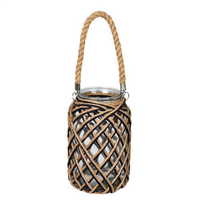 10.5" Glass Jar in Woven Jute Handle