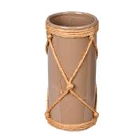 8" Sandstone Ceramic Vase in Jute Rope