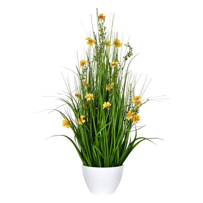 31" Yellow Potted Cosmos Grass