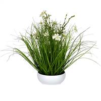 16.5" Cream Potted Cosmos Grass