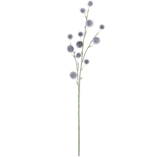 31" Gray Lavender Pom Pom Spray 3/Pk