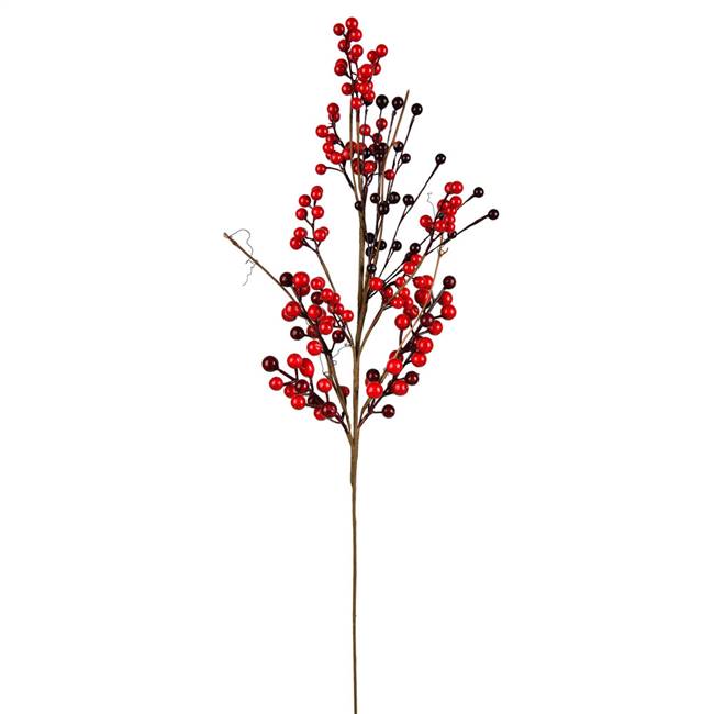 28" Red Berry Spray Outdoor 2/Pk