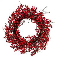 24" Red Berry Wreath Outdoor