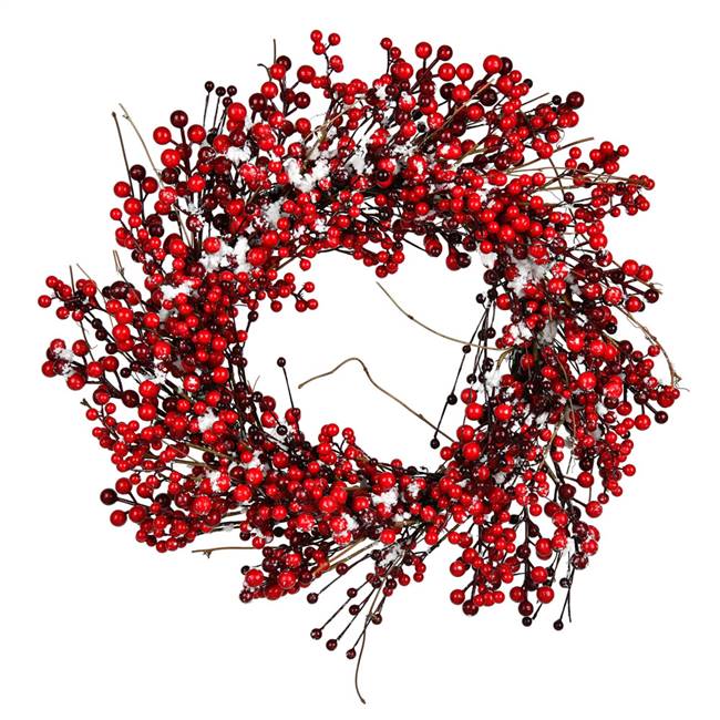 24" Red Snow Berry Wreath