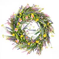 24" Pink/Yellow Wild Flowers Wreath