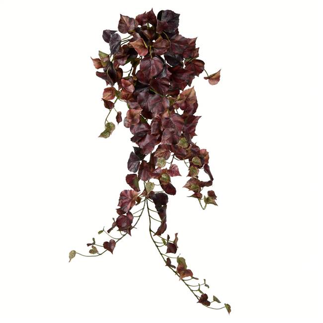 34" Burgundy Grape Leaf Hanging Bush