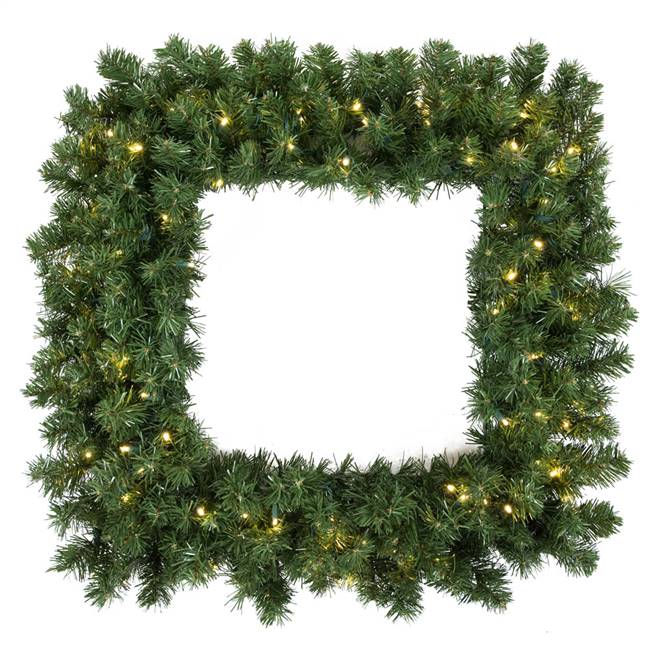 36" Grand Teton Sq Wreath 100WmWht LED