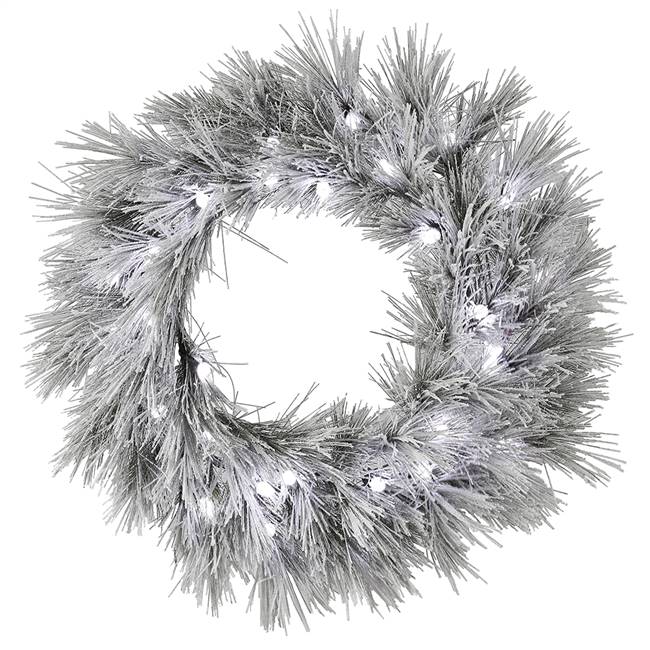 36" Flkd Alder Pine Wreath C7 30Wht LED