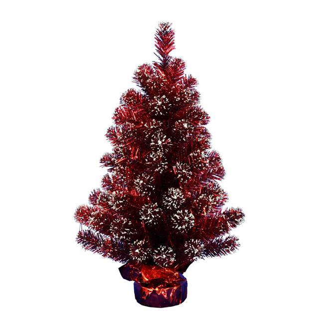 2' x 16" Dark Red Tinsel Tree 75Tips