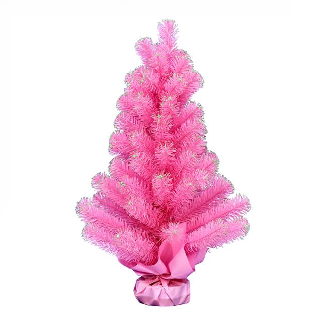 2' x 16" Pink Tinsel Tree 75Tips