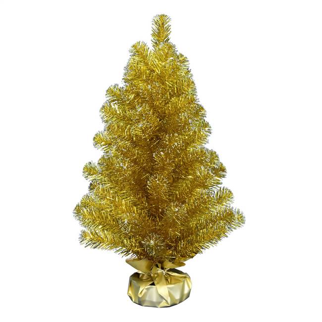 2' x 16" Gold Tinsel Tree 75Tips