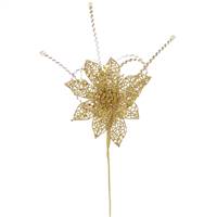 15" Gold Glitter Poinsettia Sequin Loops