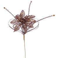 15" Chocolate Glit Poinset Sequin Loops