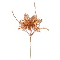 15" Copper Glit Poinsettia Sequin Loops