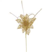 15" Ant Gold Glit Poinsettia Sequin Loop