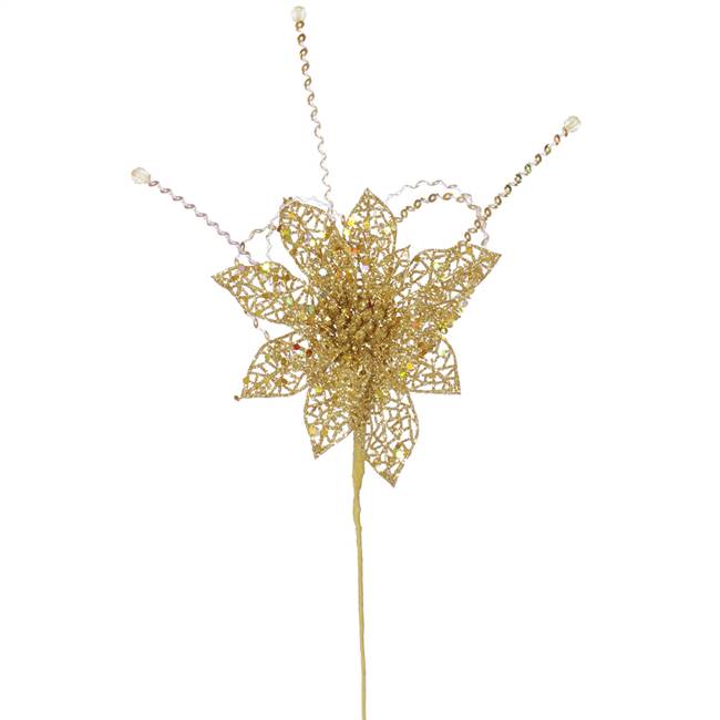 15" Ant Gold Glit Poinsettia Sequin Loop