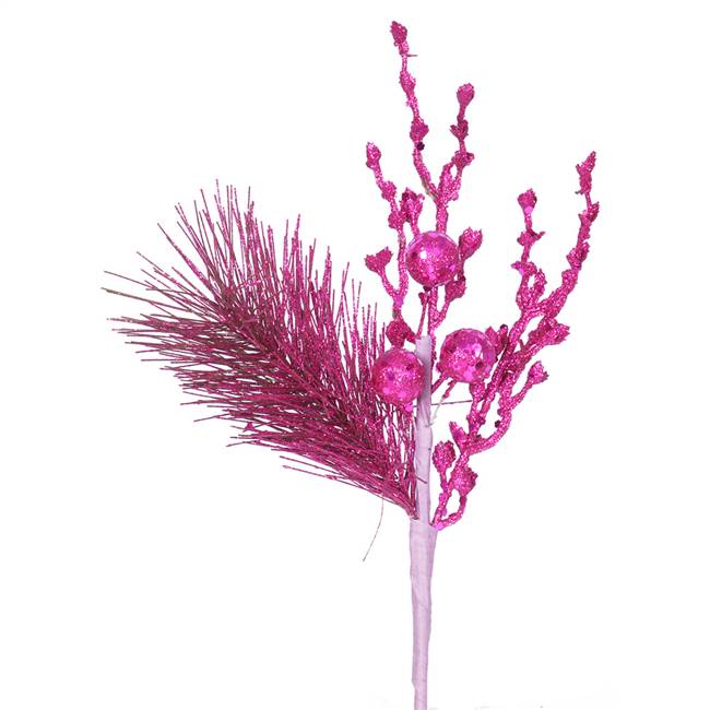 8'' Magenta Glit Sequin Berry Pine Spray