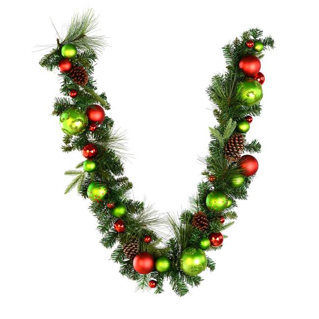 6' x 12" Mix Green Garland Red-Grn Décor