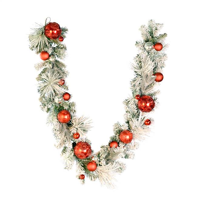 6' x 12" Flockd Garland Red-Silver Decor