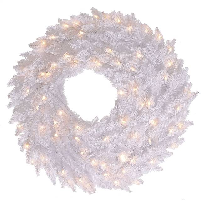 30" White Fir Wreath DL LED 100WmWt 260T