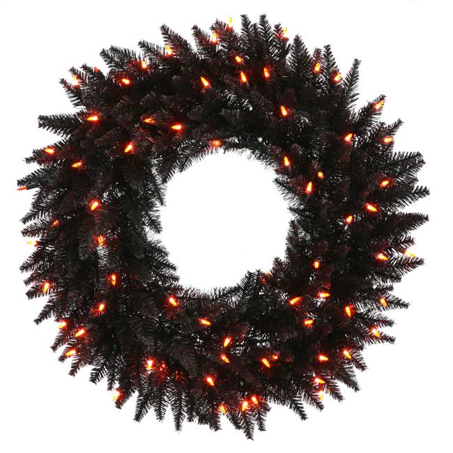 36" Black Fir Wreath DL LED 100Org 320T