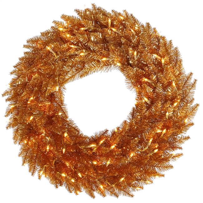 36" Copper Fir Wreath DL LED 100WmWt