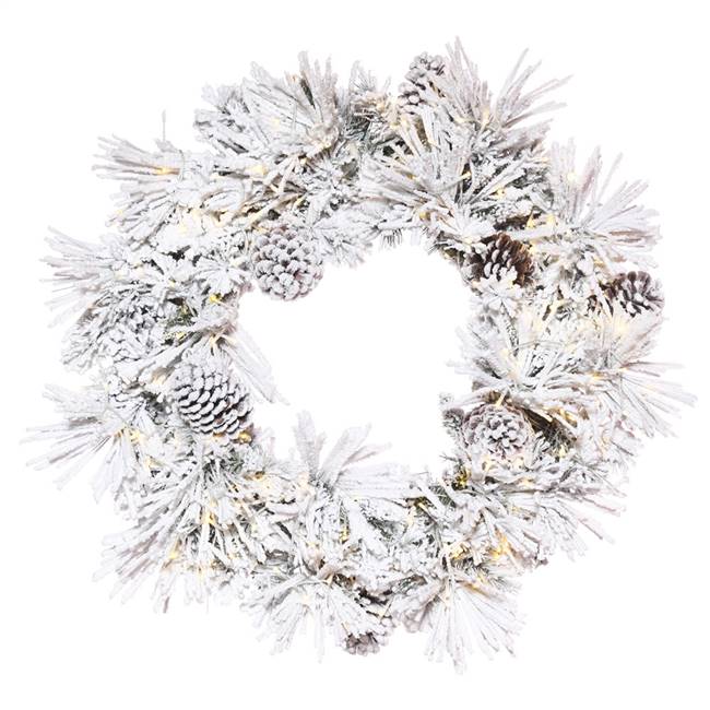 36" Flocked Atka Pine Wreath 3mm 250WW