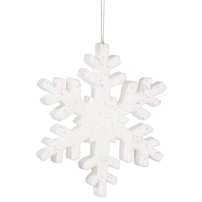 8" White Outdoor Glitter Snowflake