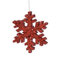 8" Red Outdoor Glitter Snowflake