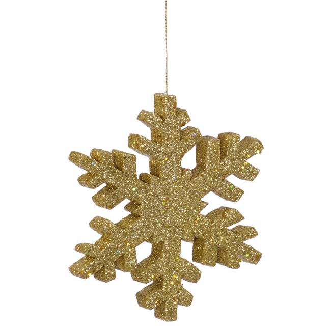 8" Gold Outdoor Glitter Snowflake