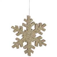 8" Champagne Outdoor Glitter Snowflake