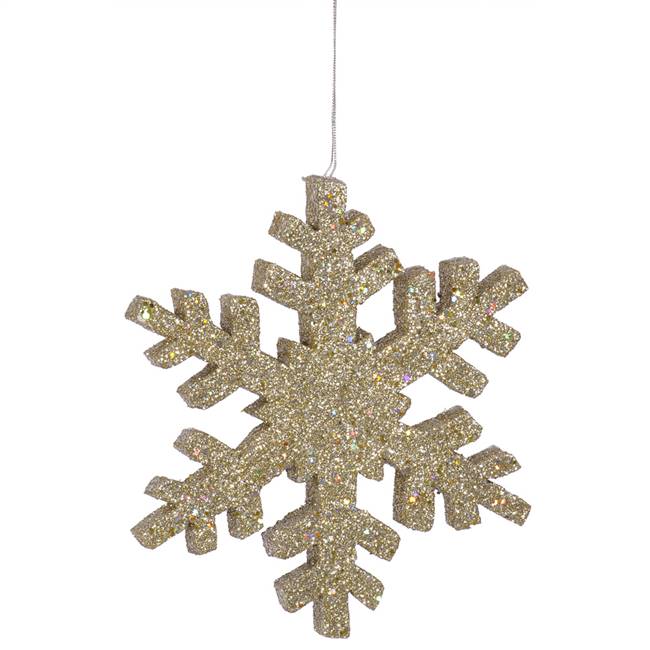 8" Champagne Outdoor Glitter Snowflake