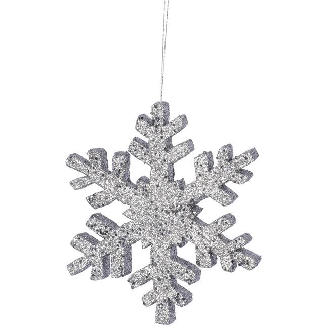 8" Pewter Outdoor Glitter Snowflake
