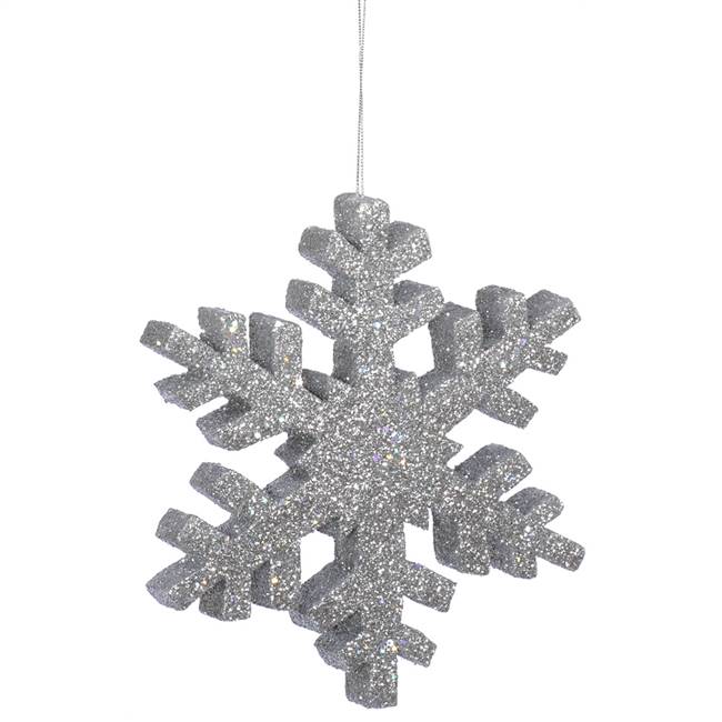 12" Silver Outdoor Glitter Snowflake