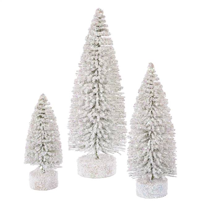 5"-7"-9" White Snow Oval Tree Set