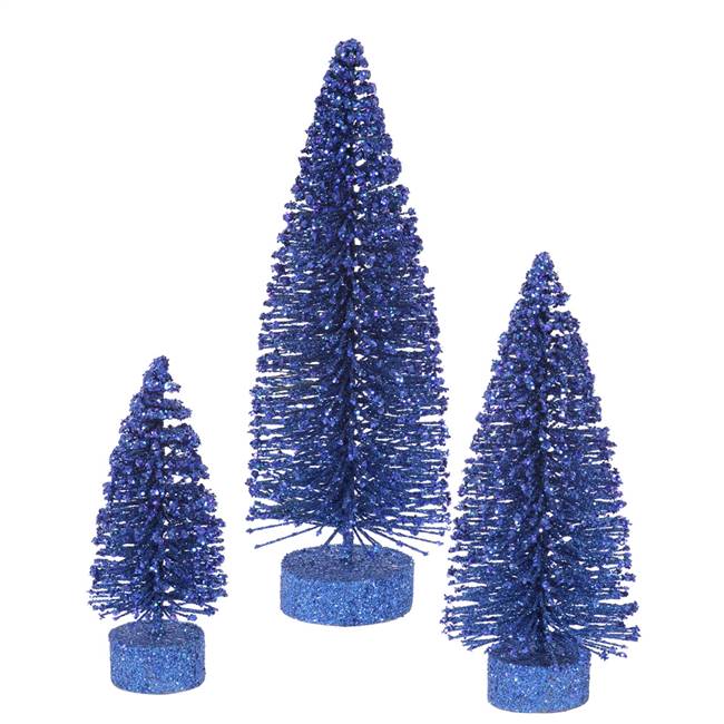 5"-7"-9" Blue Glitter Oval Tree Set