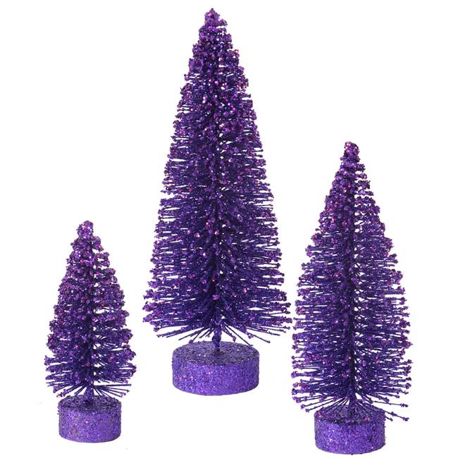5"-7"-9" Purple Glitter Oval Tree Set