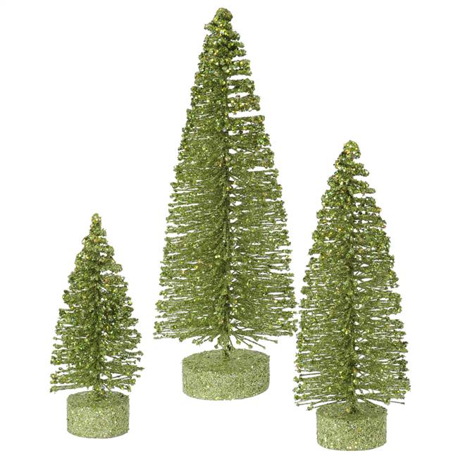 5"-7"-9" Lime Green Glit Oval Tree Set