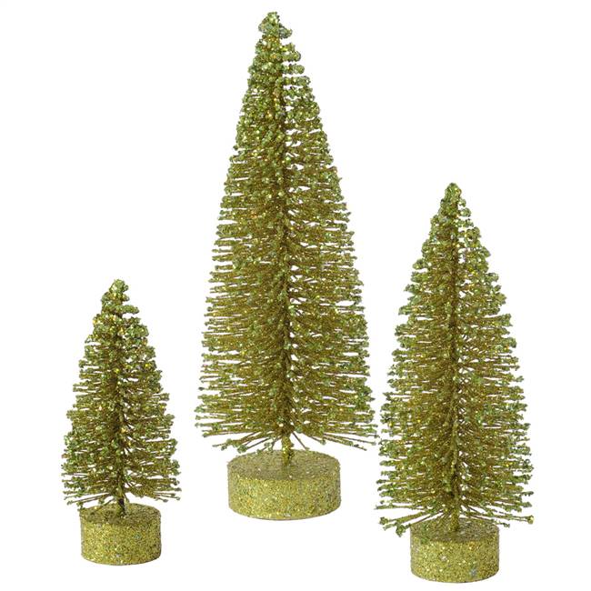 5"-7"-9" Olive Glitter Oval Tree Set