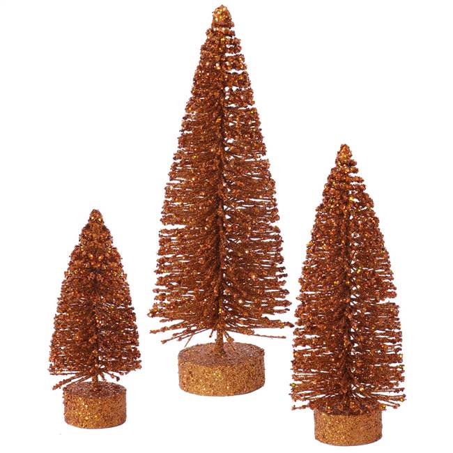 5"-7"-9" Copper Glitter Oval Tree Set