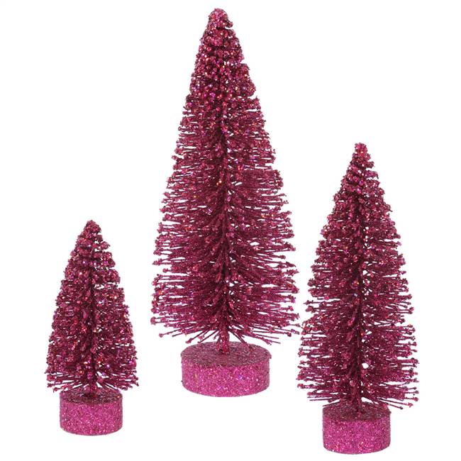 5"-7"-9" Mauve Glitter Oval Tree Set