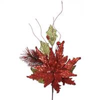 19" Red-Lime Poinsettia Spray