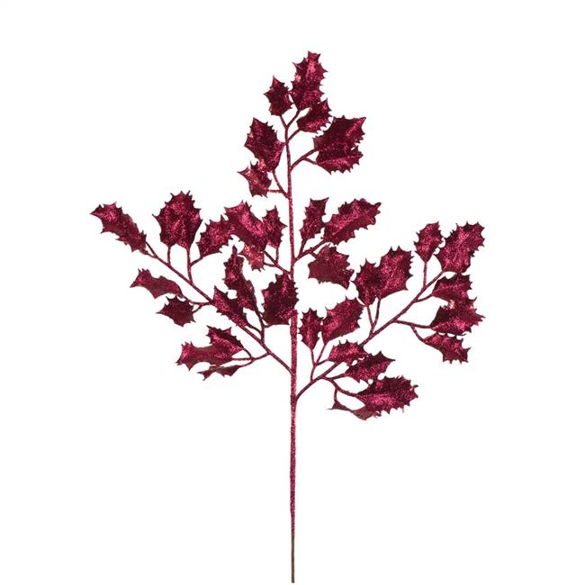 22" Burgundy Glit Holly Spray 12/Bg