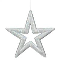 14" Silver Glitter Star Outdoor