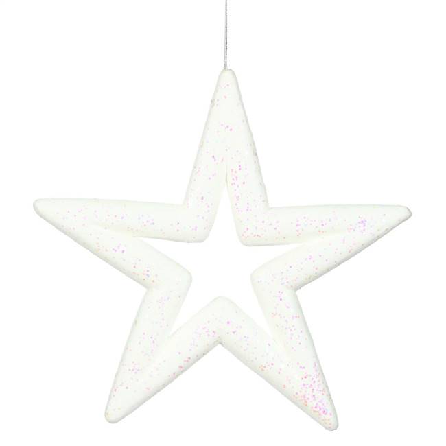 14" White Glitter Star Outdoor