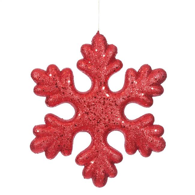 11" Red Glitter Snowflake Outdoor