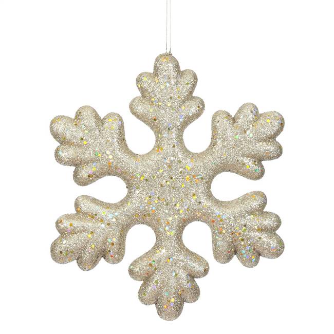 11" Champagne Glitter Snowflake Outdoor