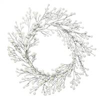 22" White Berry Wreath Outdoor