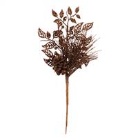 10" Chocolate Pinecne Glit Lf Pick 12/Bg